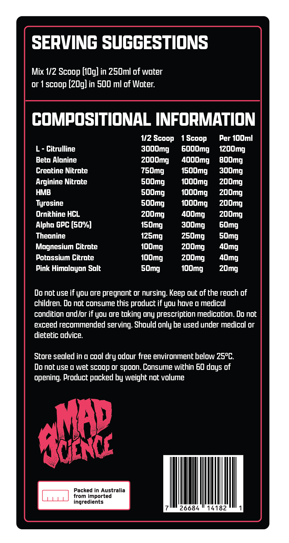 MAD PUMPS STIM-FREE PRE - RAZZBERRY