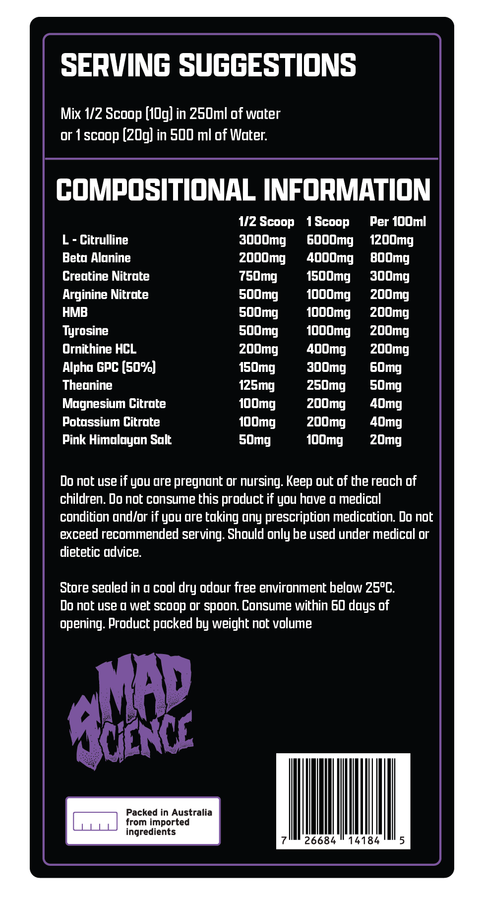 MAD PUMPS STIM-FREE PRE - BLACKCURRANT