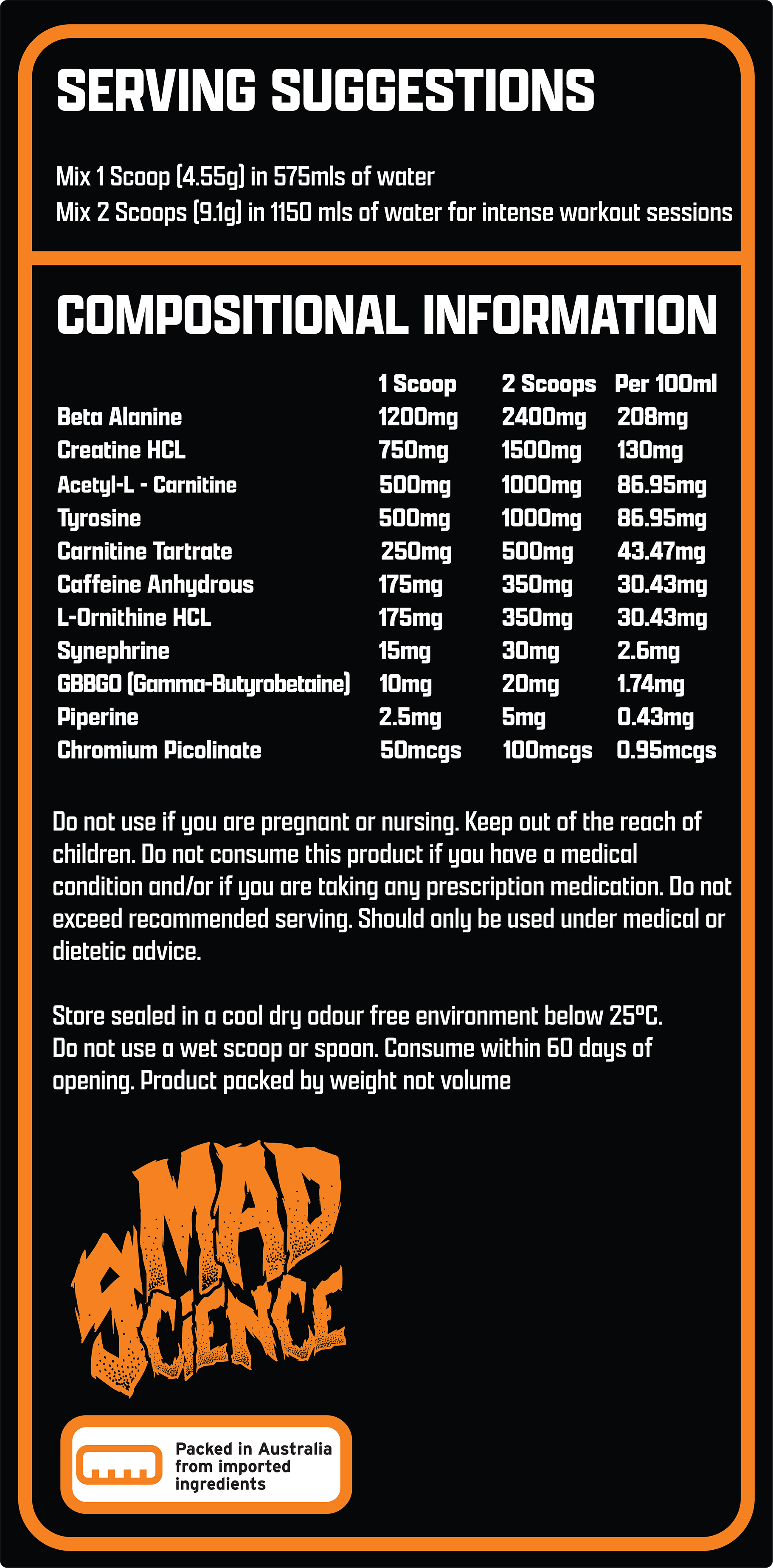 MAD CUTS PERFORMANCE BURNER - TANGERINE