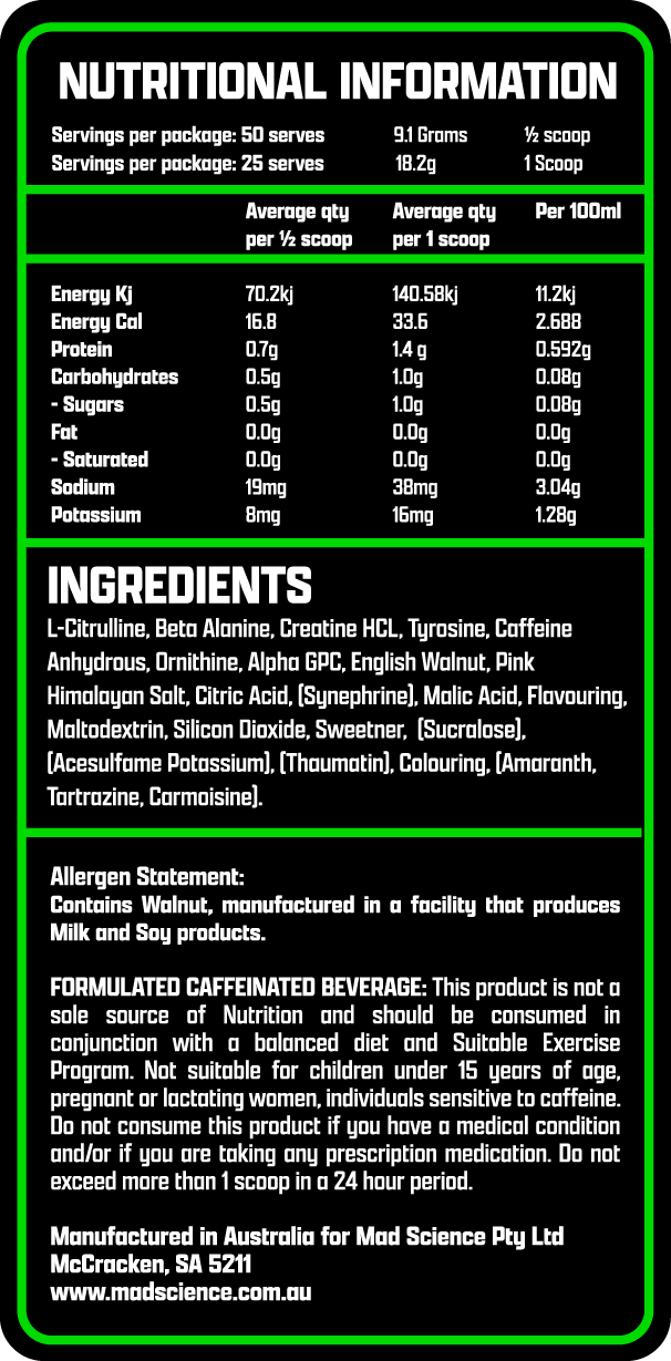 MAD SCIENCE PRE WORKOUT - ATOMIC RED APPLE