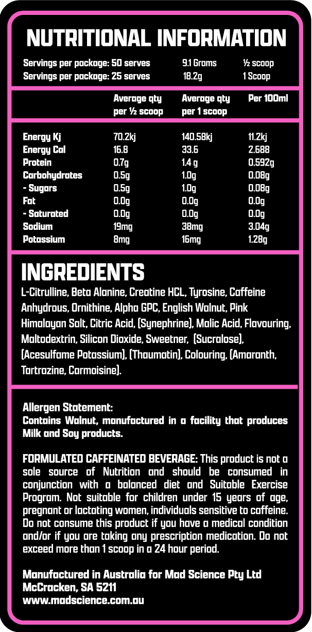 MAD SCIENCE PRE WORKOUT - COLA ICE