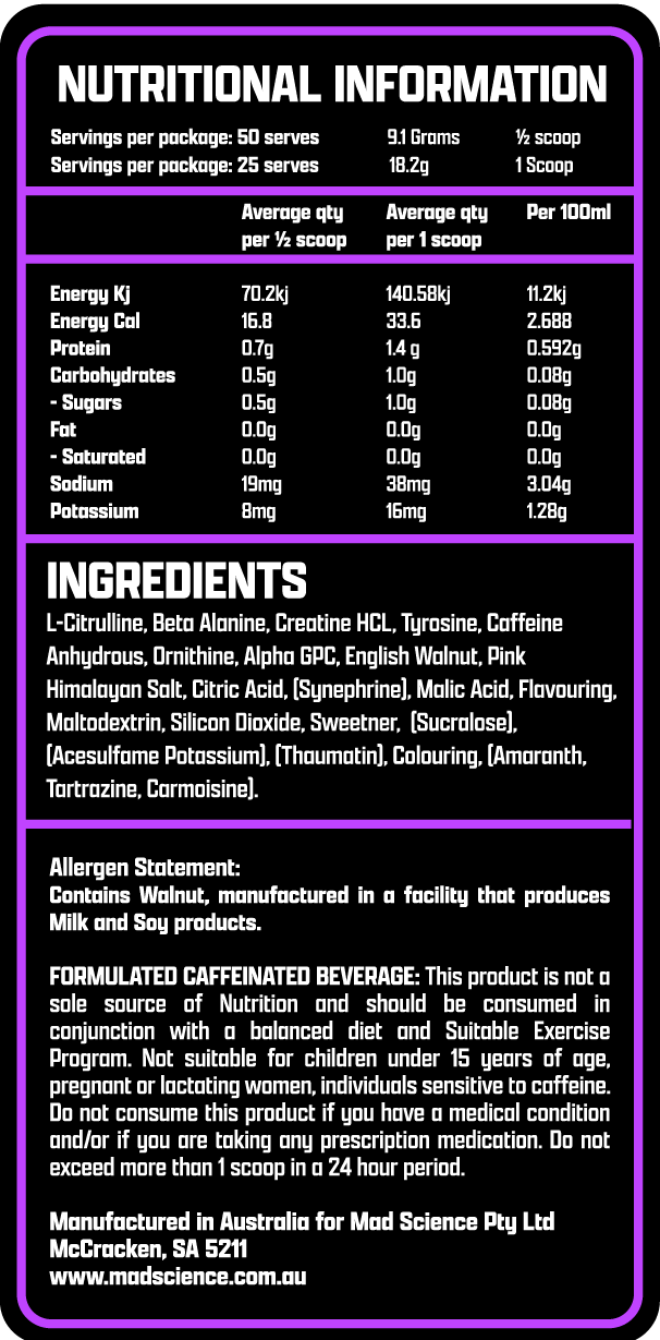 MAD SCIENCE PRE WORKOUT - GRAPE EXPLOSION
