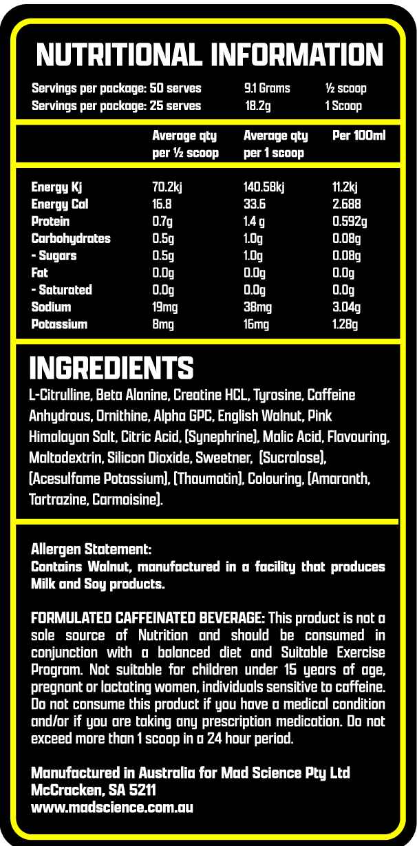 MAD SCIENCE PRE WORKOUT - MANGO MADNESS