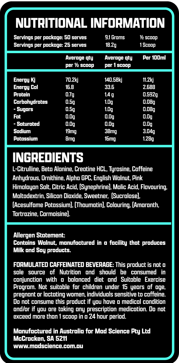 MAD SCIENCE PRE WORKOUT - POLAR ICE