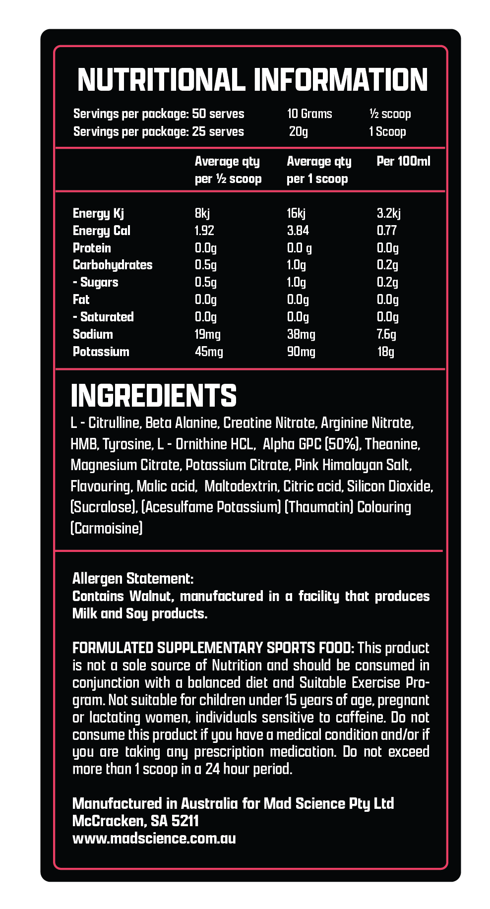 MAD PUMPS STIM-FREE PRE - RAZZBERRY